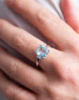 "Geneva" 9K White Gold Aquamarine & Diamond Ring